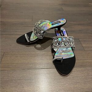 Elegant Black Rhinestone Sandals
